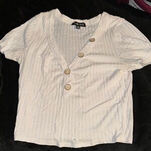 Faming White Button-Up Top